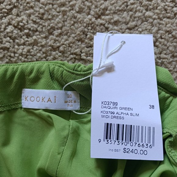 BNWT Kookai Alpha Slim Midi Dress - Size 38 / AU 10 Daiquiri Green - Picture 4 of 11